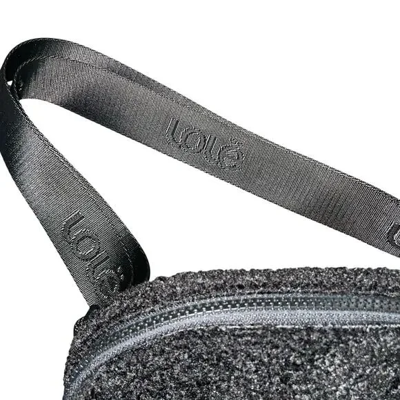 Lole Fleece Belt Bag Black Sherpa Waist Pack Unisex Crossbody Travel Handbag OS - Picture 3 of 11